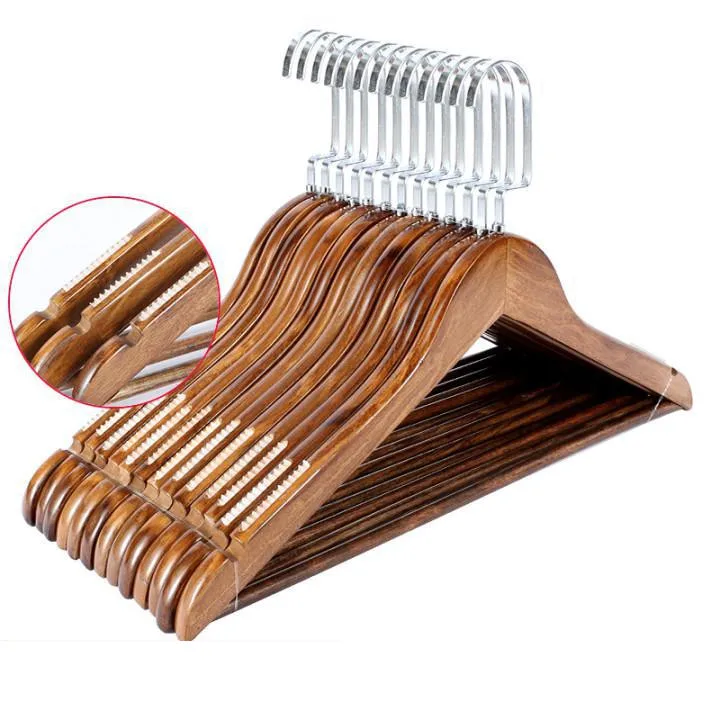 Natural Wood Hangers for Cleaning Home Vintage Wooden Clothes Hanger Smooth Finish with Non Slip for Coats Shirts Jackets Pants