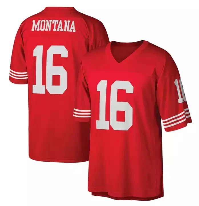Retro San Francisco 49er 16 Montana 80 Rice 21 Sanders 42 Lott 87 Clark Stitched Throwback America Vintage Football Jersey