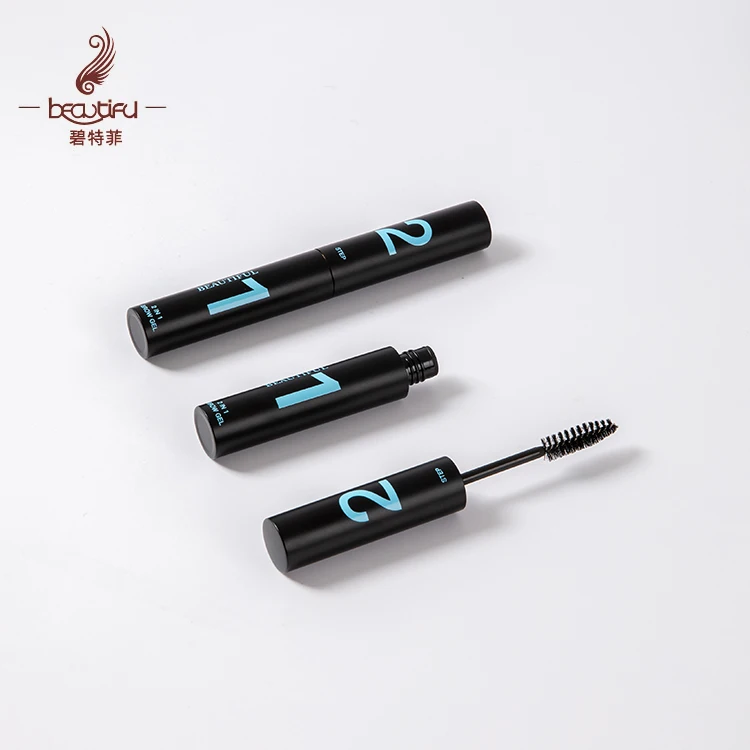 New arrival 2 in 1 matte black primer mascara packaging,6ml multi--functional mascara container,aluminum mascara tube with brush