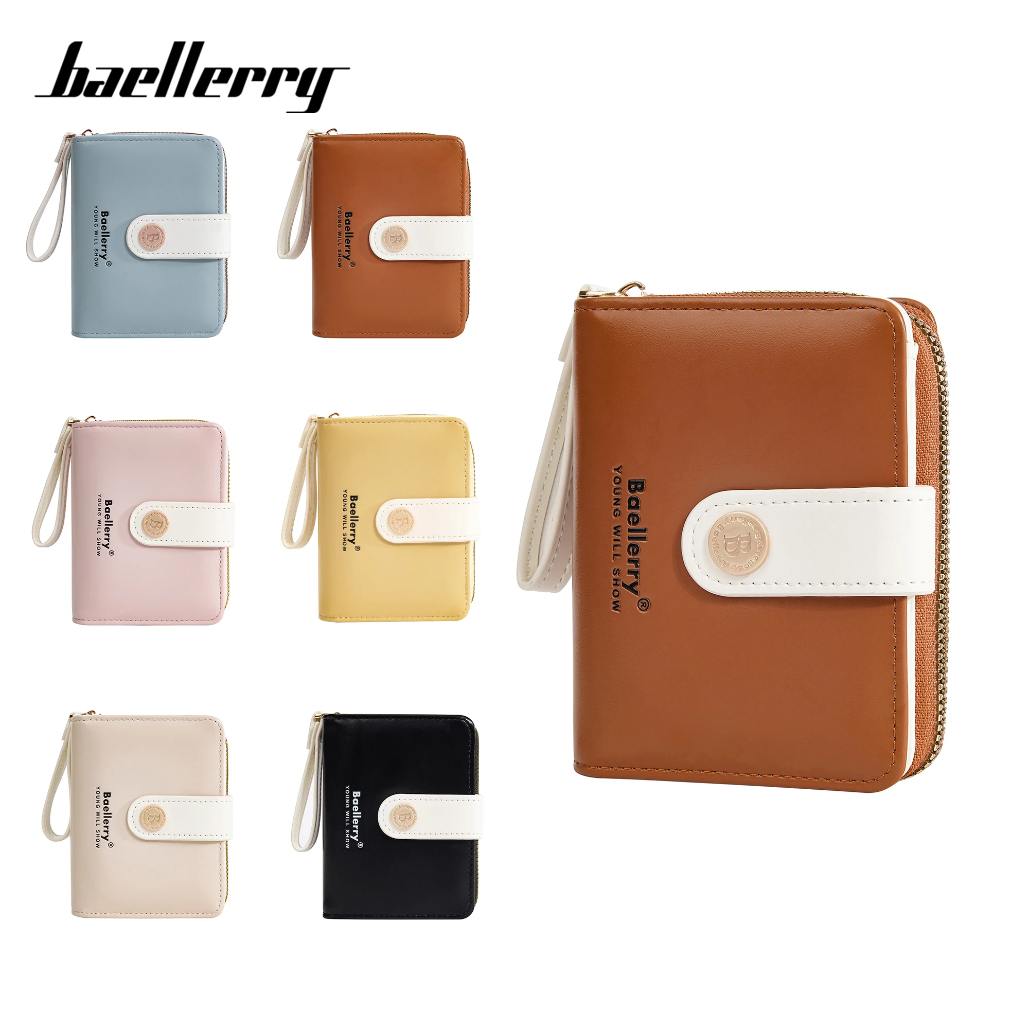 Baellerry Ins style coin purse short Wallet Soft PU Leather Mini Wallet Gift for Ladies Teen Girls