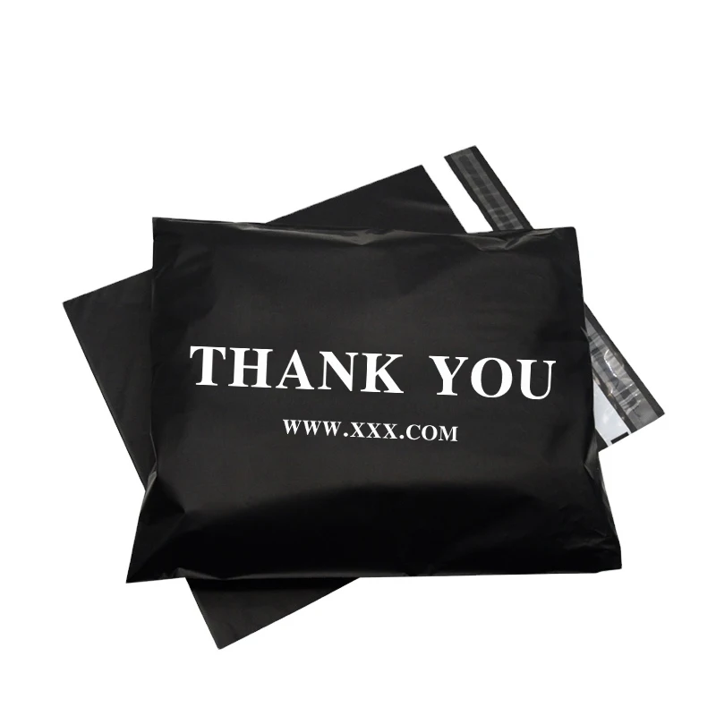 Custom Printed Logo Black Matte Recyclable Postal Courier Mail Bags Thank You Shipping Packaging Poly Mailers Small 10x13 6x9