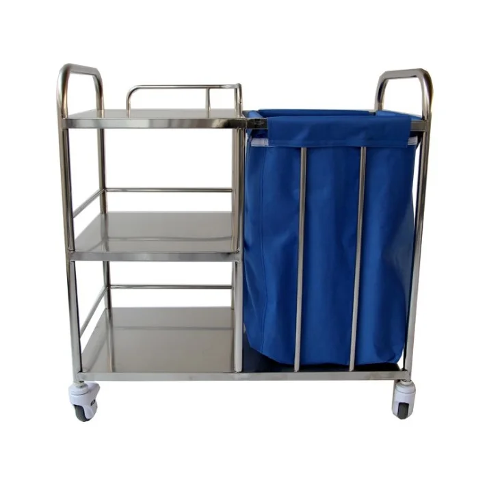 Steel bio medical waste bin with trolley for hospital cleanliness