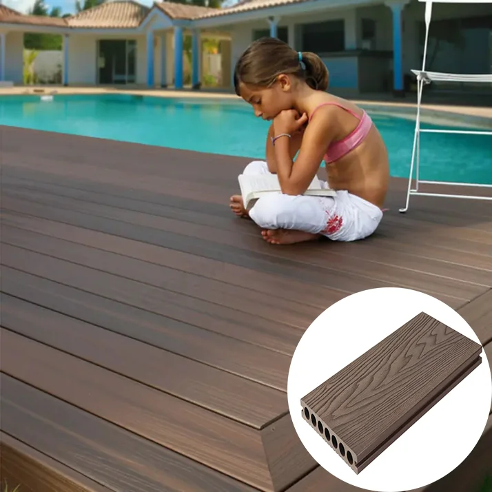 Outdoor Waterproof Pool Decking Wood Plastic Terrace Flooring Terrace Pool Wood Composite Decking Floor Plank Pool Deck Cover