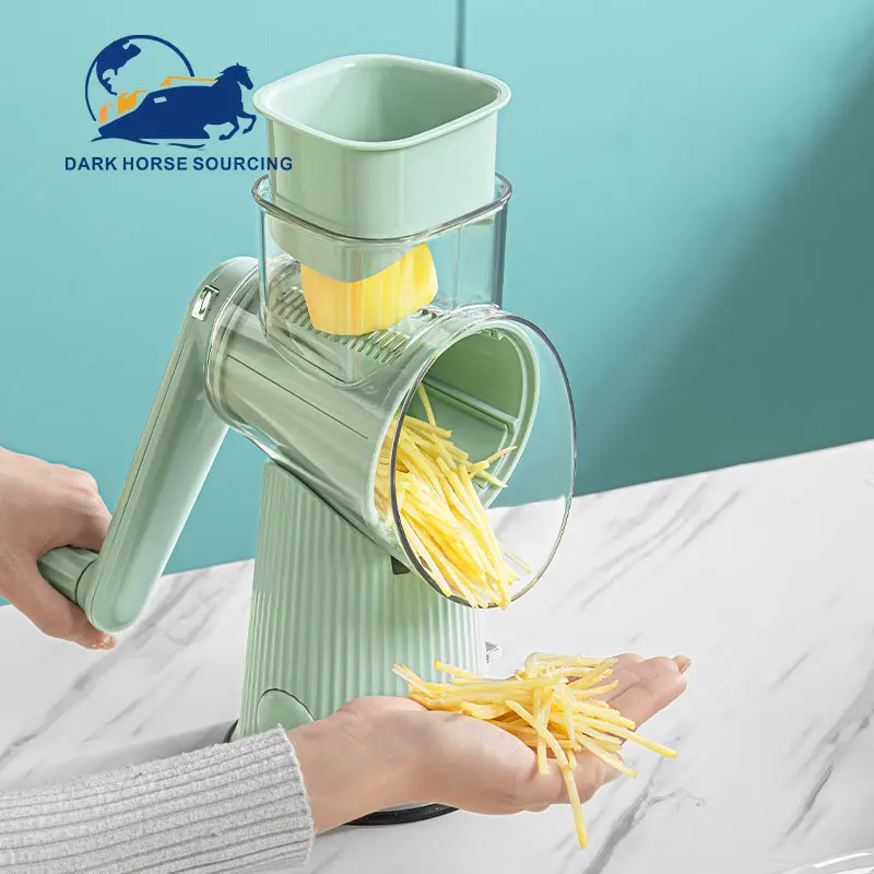 Hot Sale Manual stainless steel blades Rotary Cheese Grater 5 in 1 Vegetable Grater Shredder Grater Vegetable Cutter For Kitchen