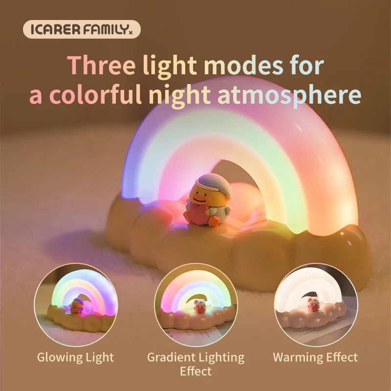 ICARER FAMILY Smart Night Light Smile Rainbow Desk Lamp For Home 5V Battery Night Light