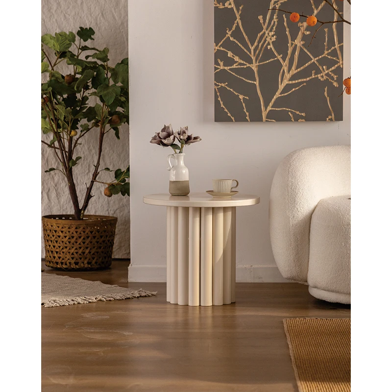 Designer Home Furniture Simple Modern Nordic Living Room Round White Wooden Coffee Side Table