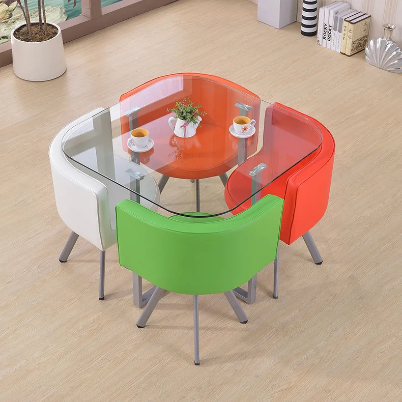 Glass Dining Table and Chairs Set of 4 for Small Kitchen Dinette 5 Piece Contemporary Tempered Glass Square Table and 4 Chairs