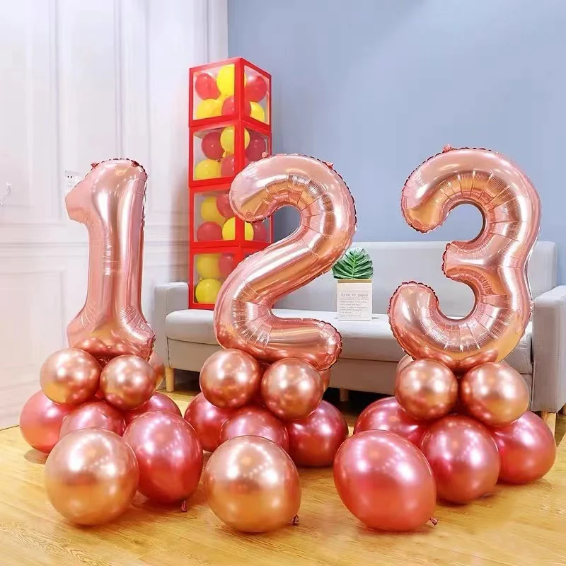 Ins Decoration Balloon Happy Birthday Wedding Masquerade Party Supplies 32 inch gold/silver/rose gold/blue number balloons