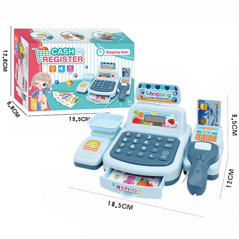 Kids Pretend Play Mini Fast Food Restaurant Cash Register Toy With Light and Sound