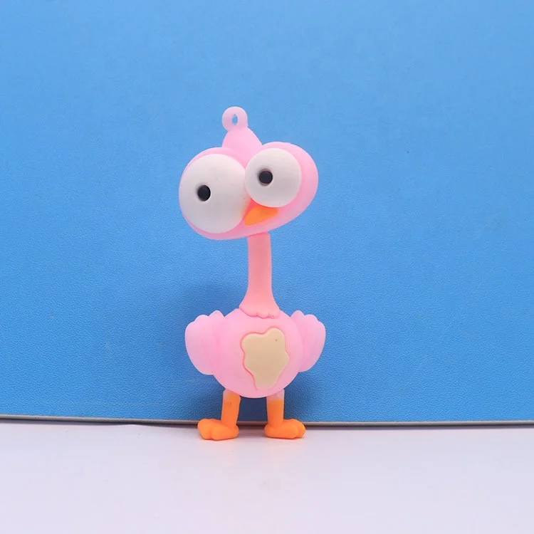Customize Exploding Eyed Ostrich Cartoon Pendant Soft rubber figures