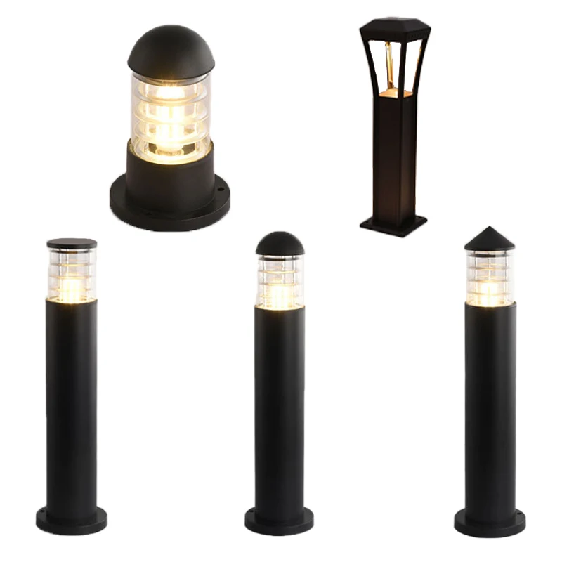 Landscape Bollard Pathway Light With E27 Bulbs Waterproof ABS Housing Bollard Light Garden Courtyard LED Lawn Light Outdoor