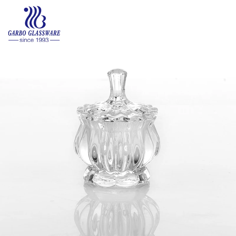 footed sugar pot glass candy jar with glass lid stock glass bowl with lid  lead free crystal  pot for home use butter dish