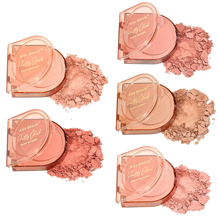 5-colors Blusher Gradient Blush Palette Rose Peach Orange Series Cheek Blush Makeup Velvet Blushers Face Beauty Cosmetic