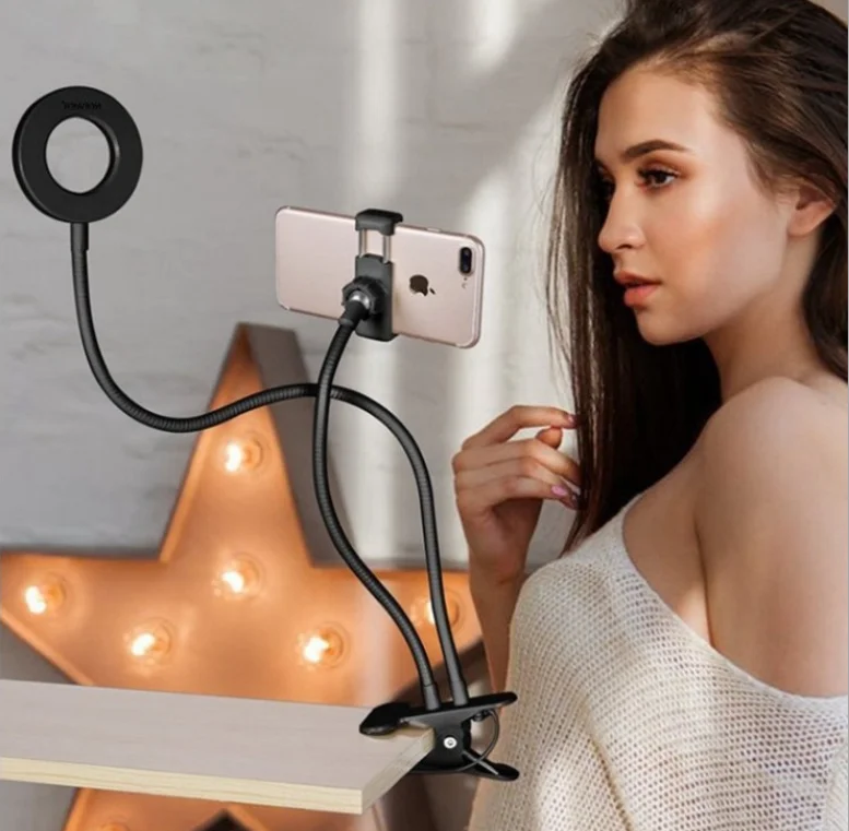 Universal Adjustable Desktop Mobile Phone Holder Flexible Selfie Ring Light Long Arm Cellphone Clip phone Holder factory