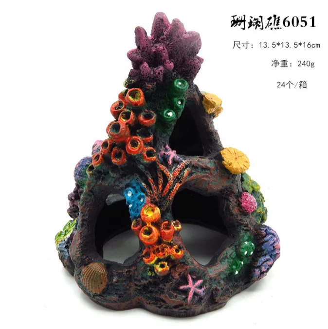 Coral Aquarium Decoration Fish Tank Resin Rock Mountain Cave Ornaments Aquarium Fish House Hide Play Breed