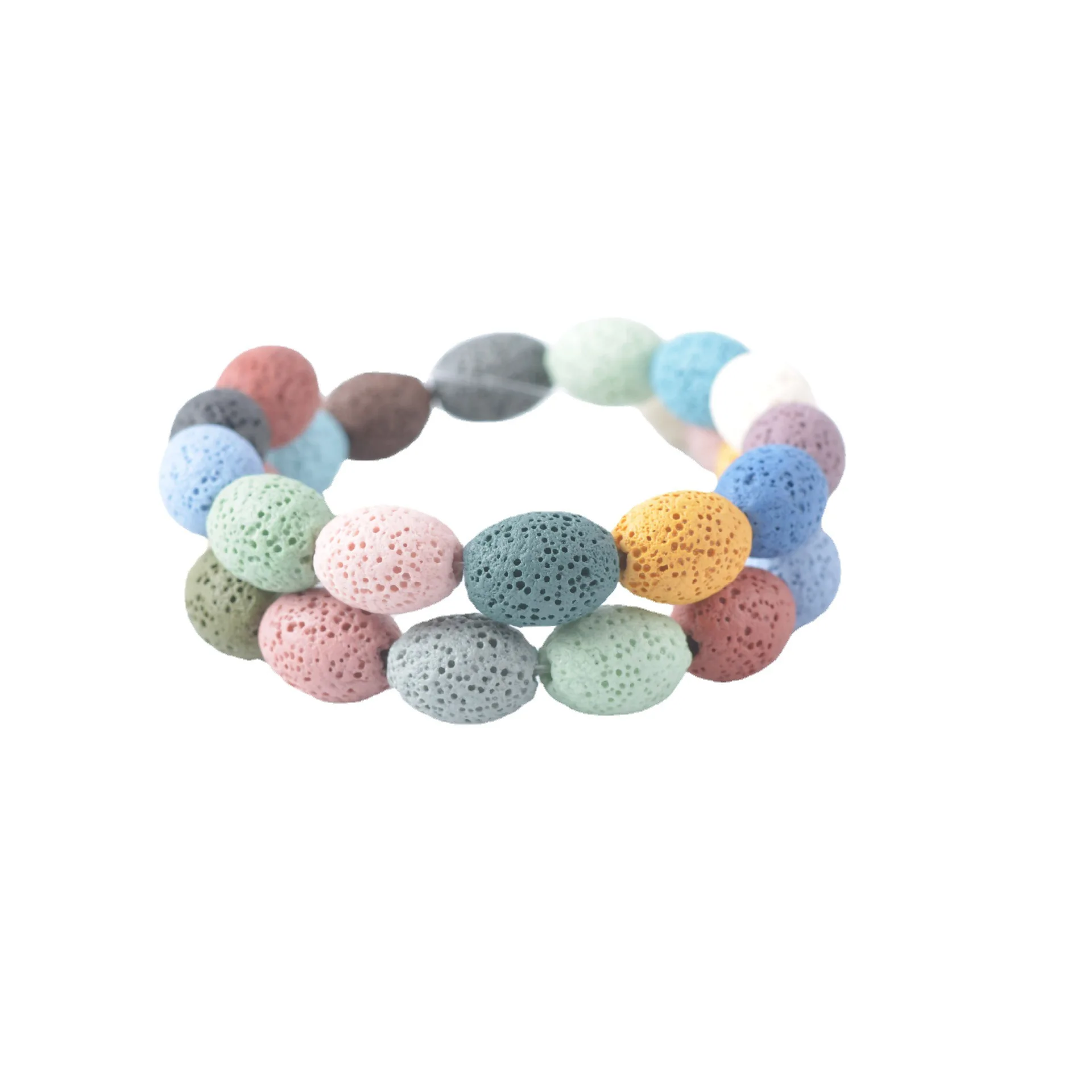 1 Strand Oval Rice Shape Spacer Healing Gemstone Volcanic Rock Lava Loose Beads for Bracelet Making