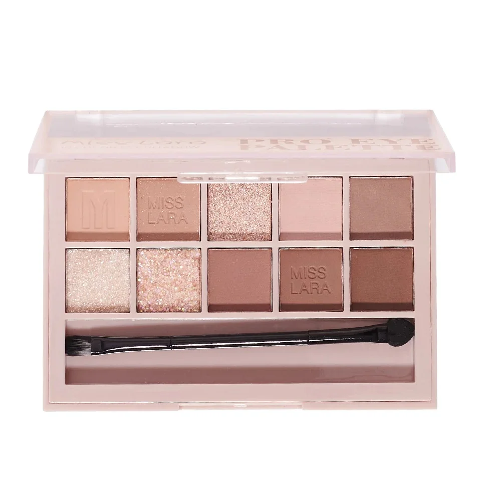 Misslara ten color eyeshadow palette comes with hair brush milk tea matte nude eye shadow