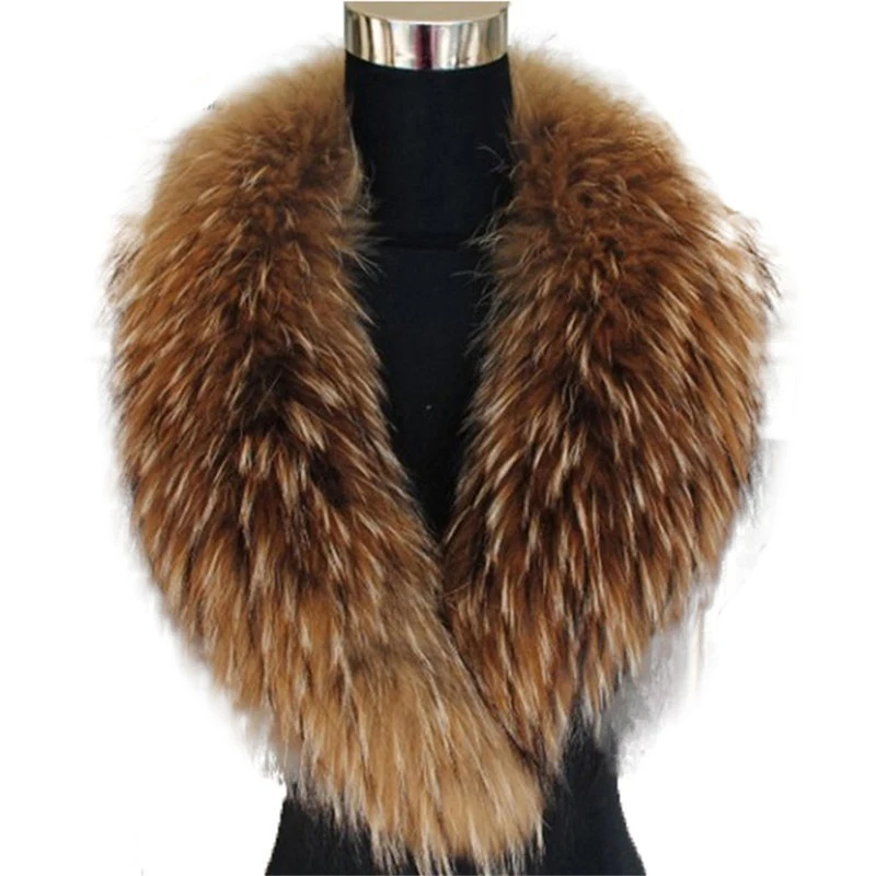 
Women Luxury Plus Size Natural Fur Collar Fur Shawl Real Raccoon Fur Collar 