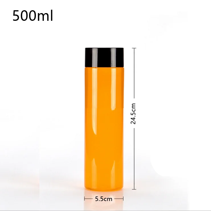 500ml 16oz Food Grade Clear Milk Tea Juice Beverage Cylinder Plastic Water Bottle with PP Lid for Drinking