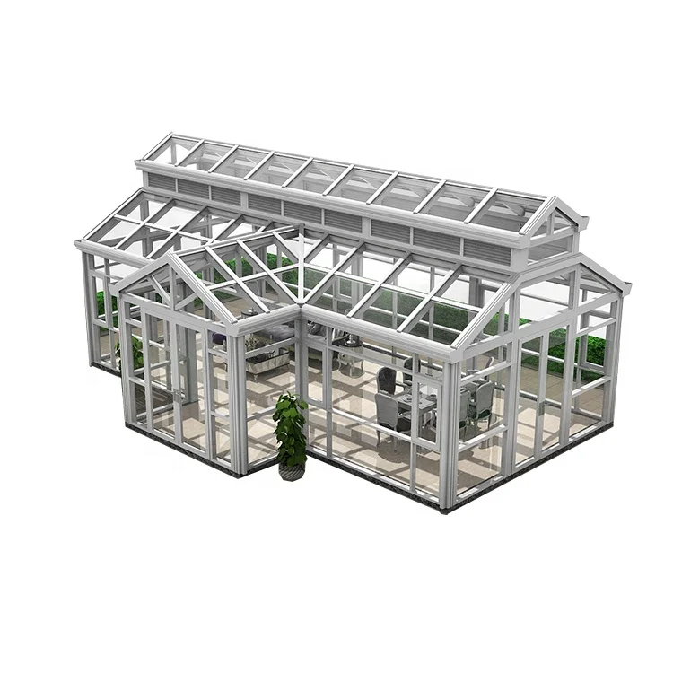 Outdoor free standing solarium best aluminum alloy sunrooms glasshouse all seasons winter garden conservatory for sale