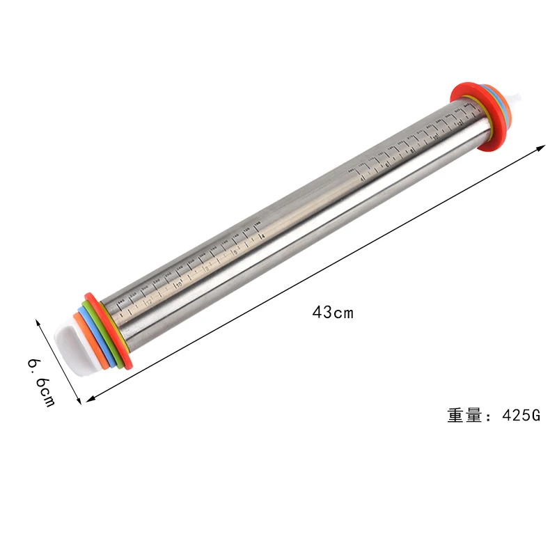 Инструмент для выпечки 16 дюймов Скалка из нержавеющей стали 4 размера регулируемая толщина съемные