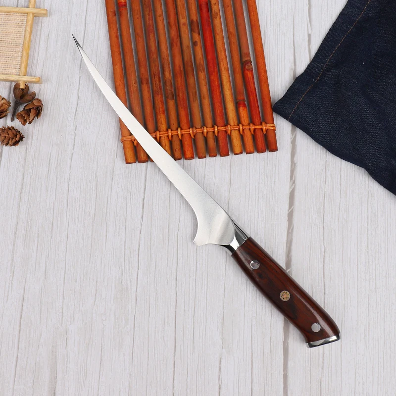 6/8 inch Fish Fillet Knife Forged Japanese 420J2 High Carbon Stainless Steel Sandalwood Handle Boning Knife