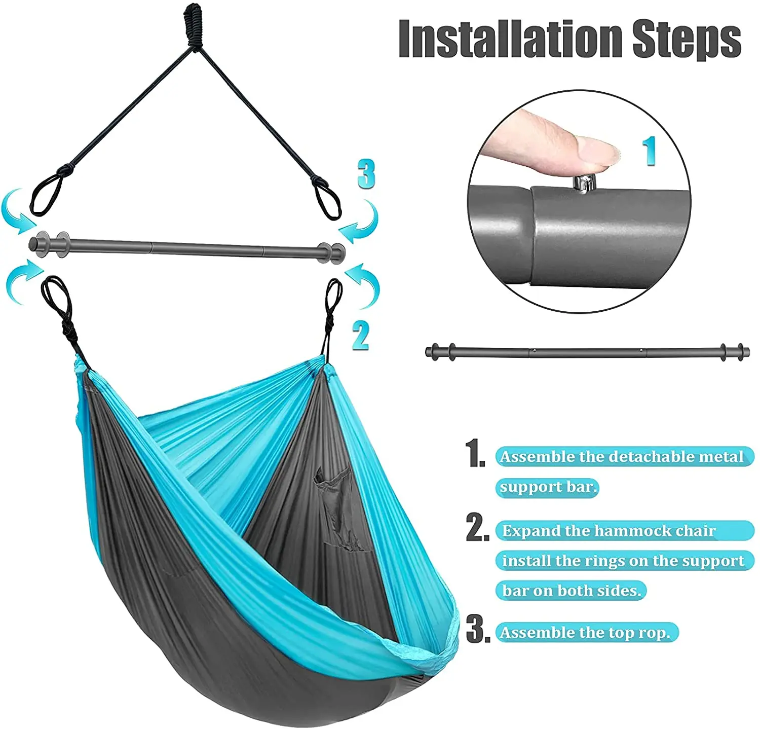 Woqi Outdoor Garden Hammock Adults Kids Hanging Basket Chair Hanging Rocking Swing Hammock Chair