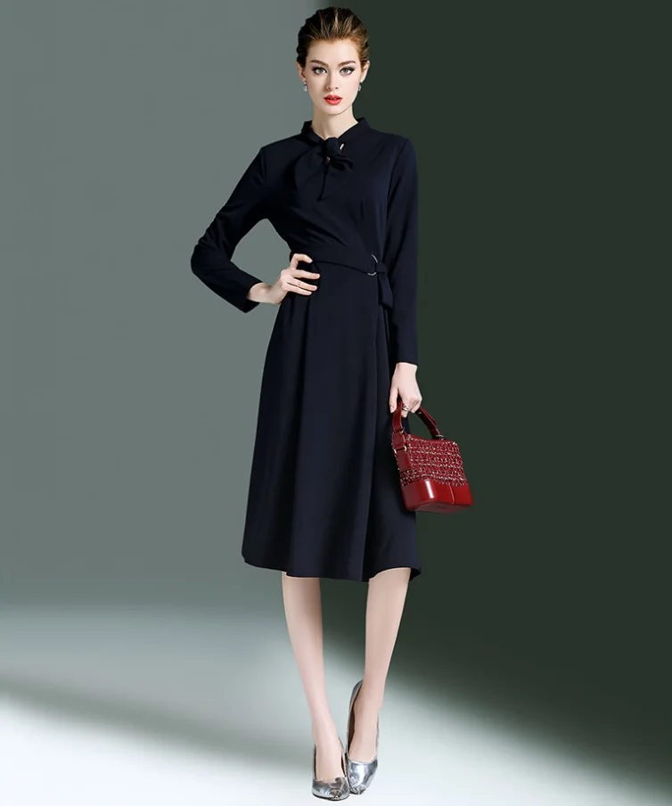 2019 Autumn Ready To Ship Long Dress Design Formal Office Ladies