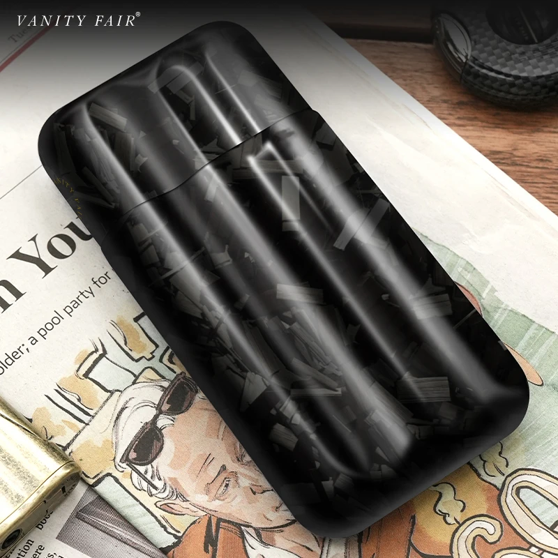 3 Finger Travel Carbon Fiber Cigar Case Humidor Convenient Carbon Fiber Cigar Tube