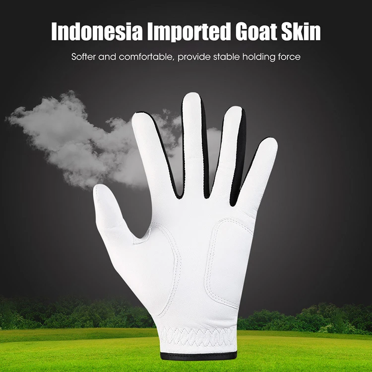 Wholesale premium mens all white washable sheep skin custom logo plain hand glove synthetic cabretta leather golf gloves men