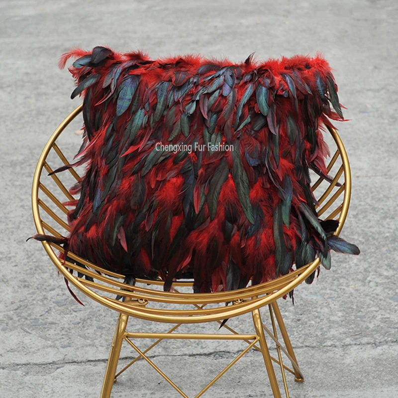 CX-D-70E Cheap Hot Selling Home Decorative Furry Feather Pillow Cases for Sofa Bed Floor