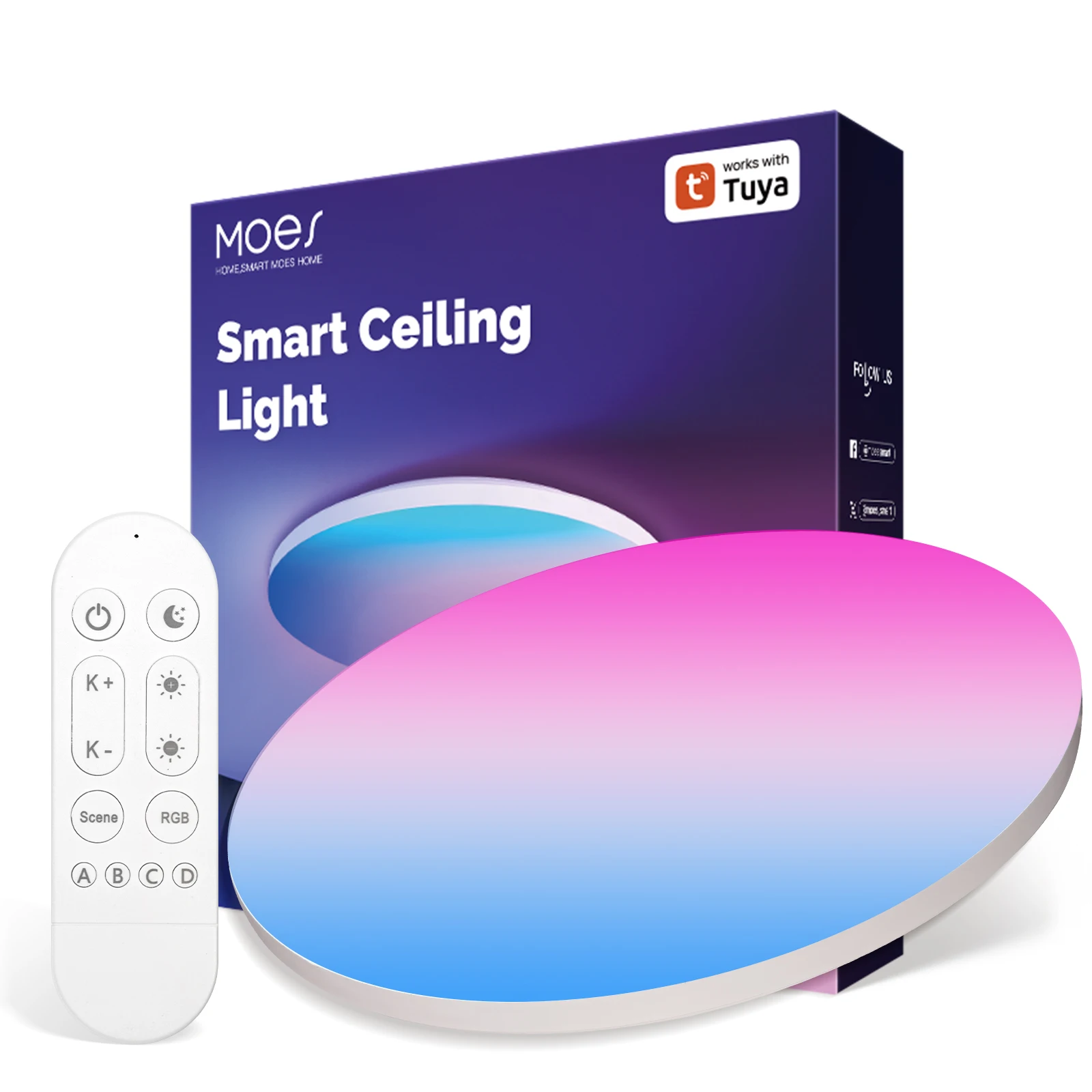 Крытый дом гостиная круглый Rgb Tuya Wifi умный пульт дистанционного управления 24 Вт потолочный светильник