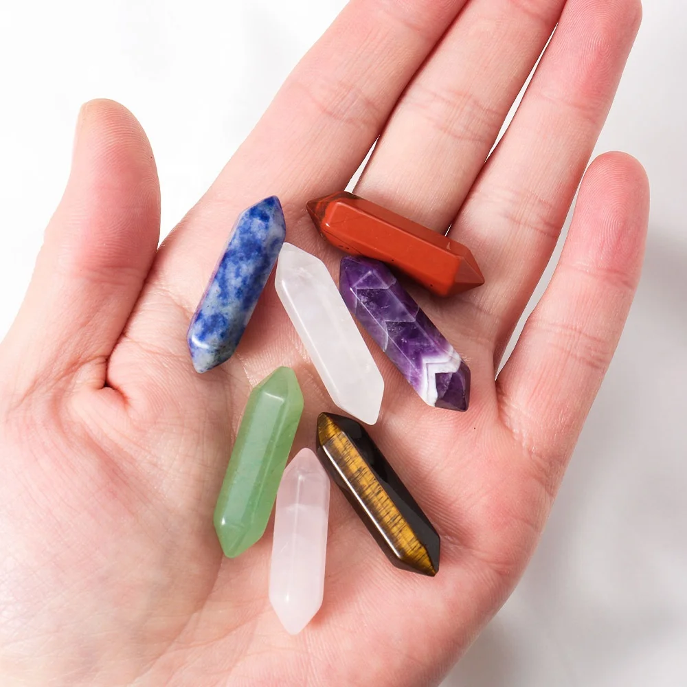 Natural seven chakra spiritual meditation crystal gift sets box 7 chakra healing stone crystal set