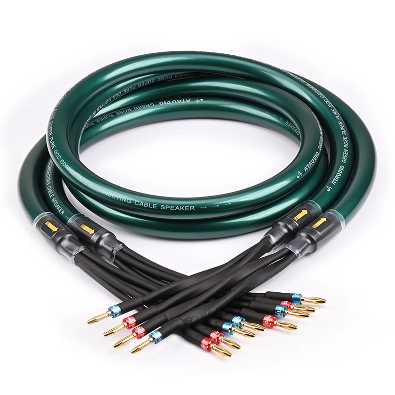 HIFI speaker cable High Quality OCC +silver plated wiring Bi-wiring banana main speaker cable pure copper Speaker Cable