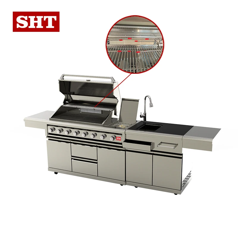 custom bbq commercial stainless steel gas grill for sale double sided modern outdoor kitchen