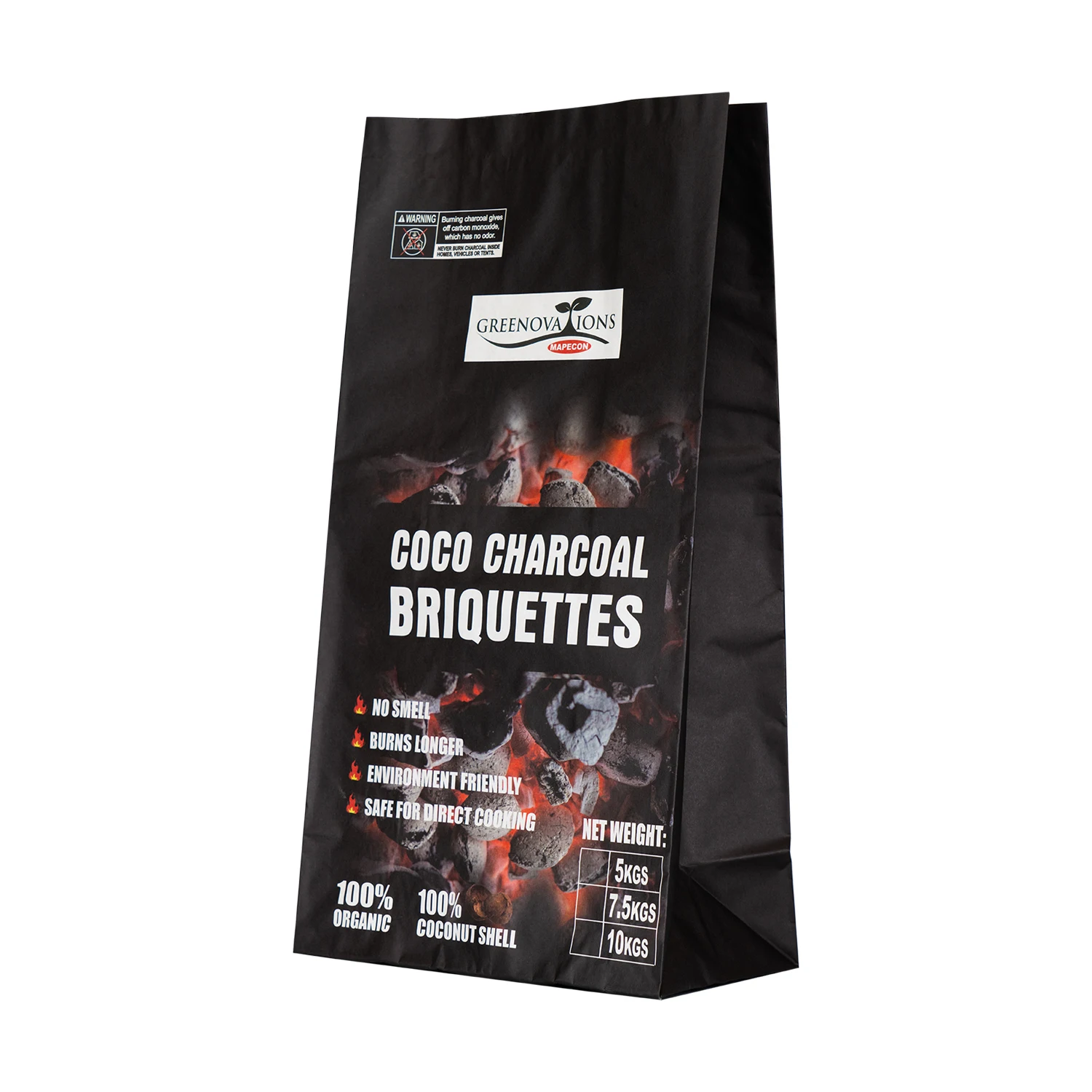 BBQ Briquette Charcoal Bag 4kg 5kg 8kg Brown Packaging Bag Factory Kraft Material Charcoal Paper Bag