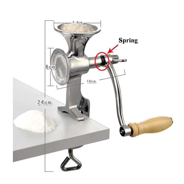 Full stainless steel Small home hand operated cereal Corn rice bean mill grinder for sale