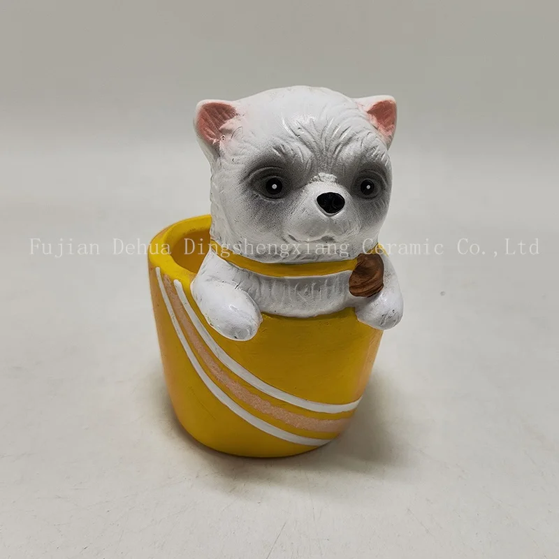 Carton Cute Animal Cat Dog Fower Pot Ceramic Planter Garden Succulent Plant Pots