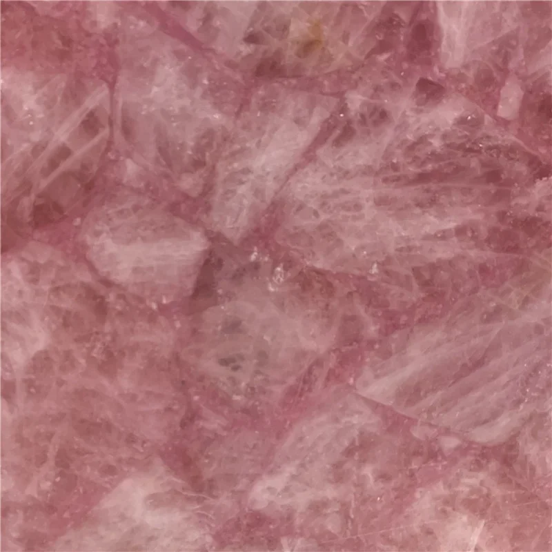 Natural Pink Rose Crystal Quartz Semi Slab Precious Stone