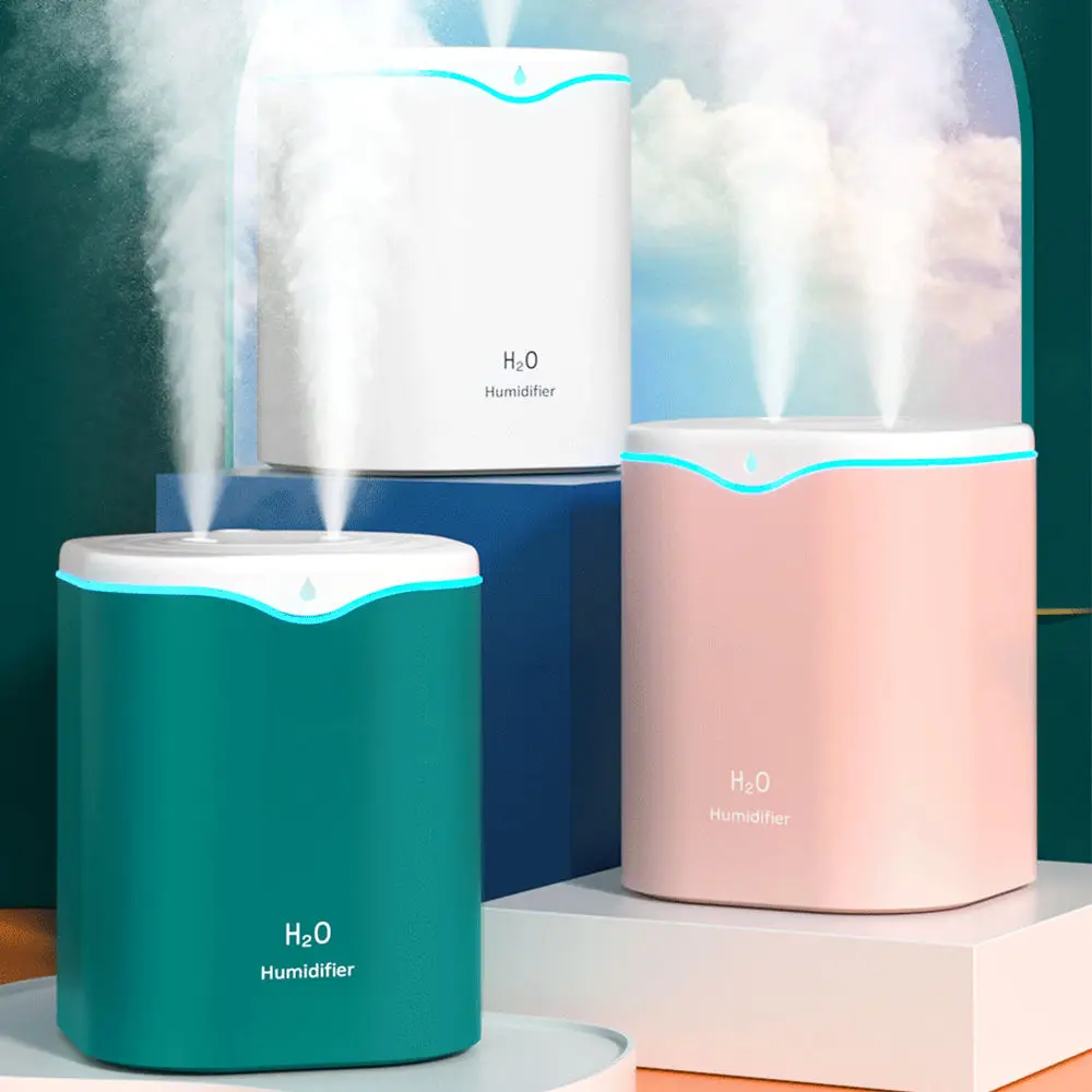 hot selling! 2L Air Humidifier Essential Oil Aroma Diffuser Double Nozzle Coloful LED Light Humidifiers Aromatherapy Diffuser