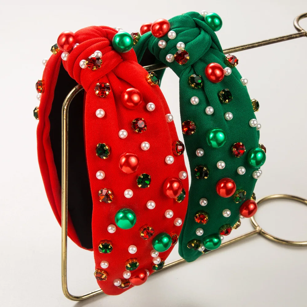 Wholesale Christmas Baroque Fashion Hair Accessories Pearl Hair Band Knot Headband for Women Gifts