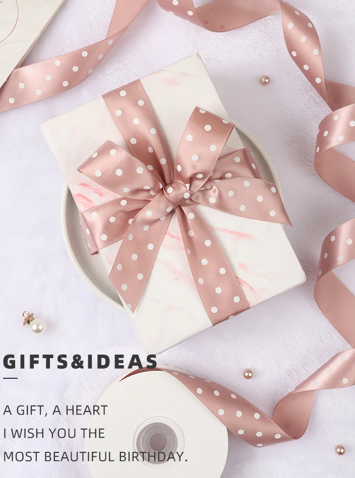 Satin Ribbon Factory Stocked Wholesale 100% Polyester Ribbons Dots Printed