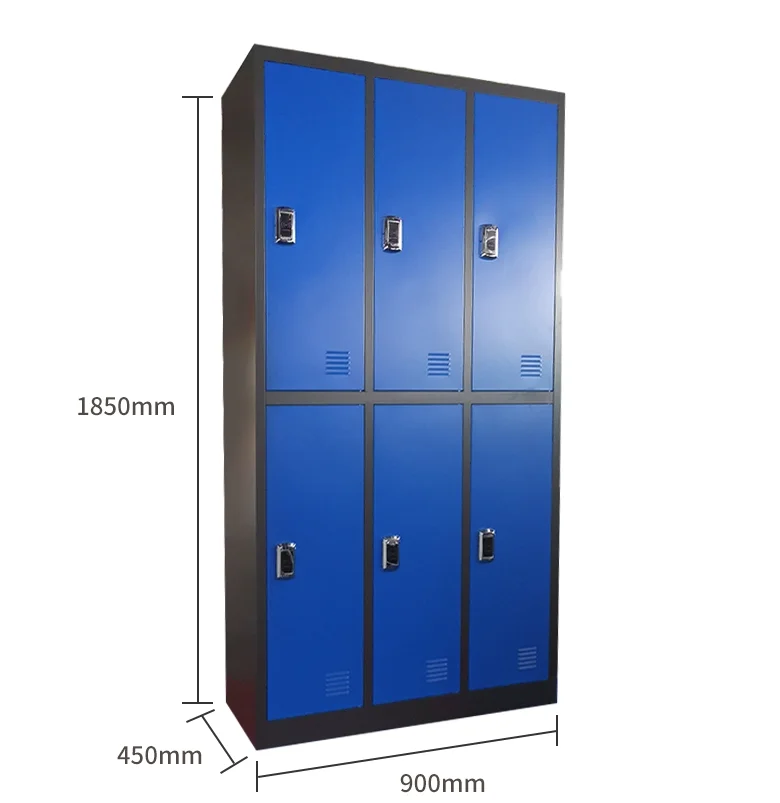 High Quality Blue metal 6 door steel  locker cabinet