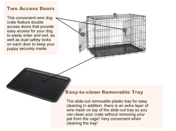 Wholesale cheap foldable supplier black deluxe outdoor metal foldable pet cages pet kennel stainless steel wire pet cages