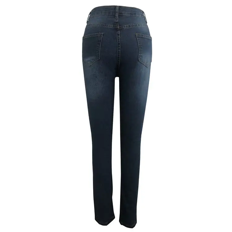 
11AF224 popular high waist decorative pocket skinny Ladies Pants Jeans Women 