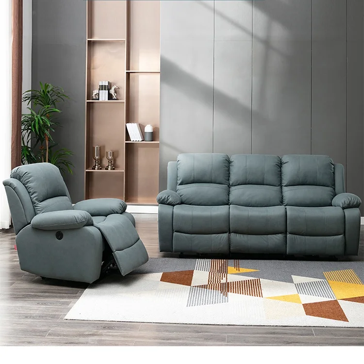 Hot sale 1+2+3 functional manual leather sectional recliner sofa set 3 seater for living room furniture