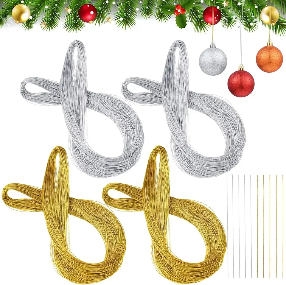 Decoration DIY Gold and Silver Metallic Handmade elastic ties loop cord for Christmas Elastic String