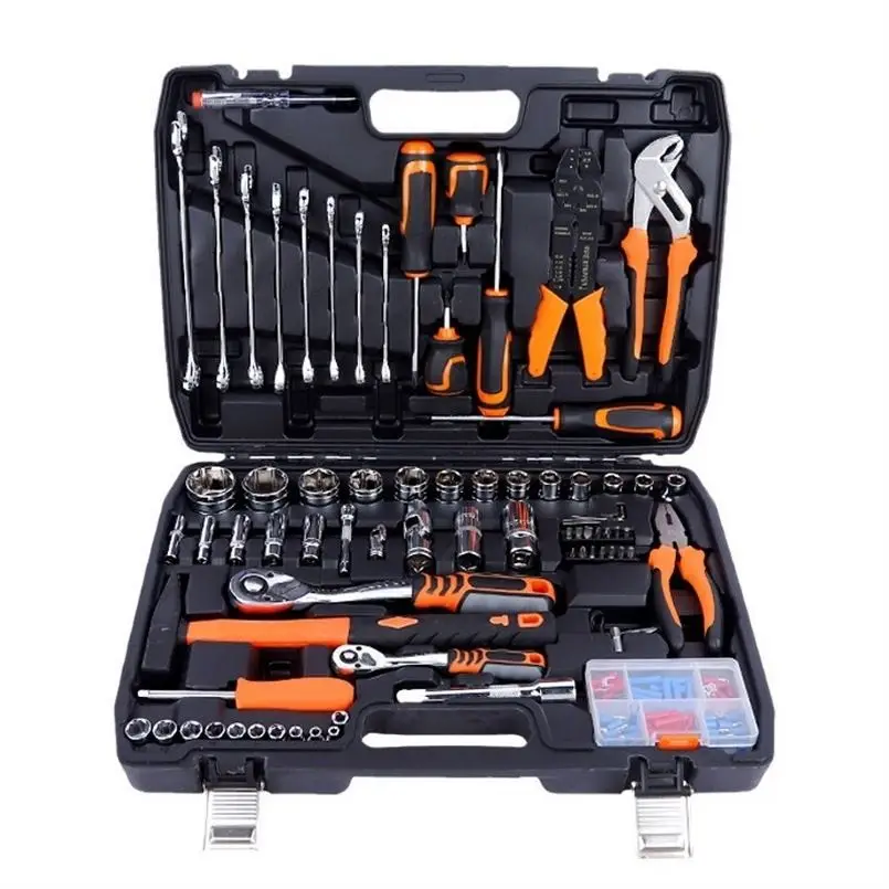 Multifunction 114 pcs turbine repair tool ratchet pliers screwdriver screw cylinder hammer head combination