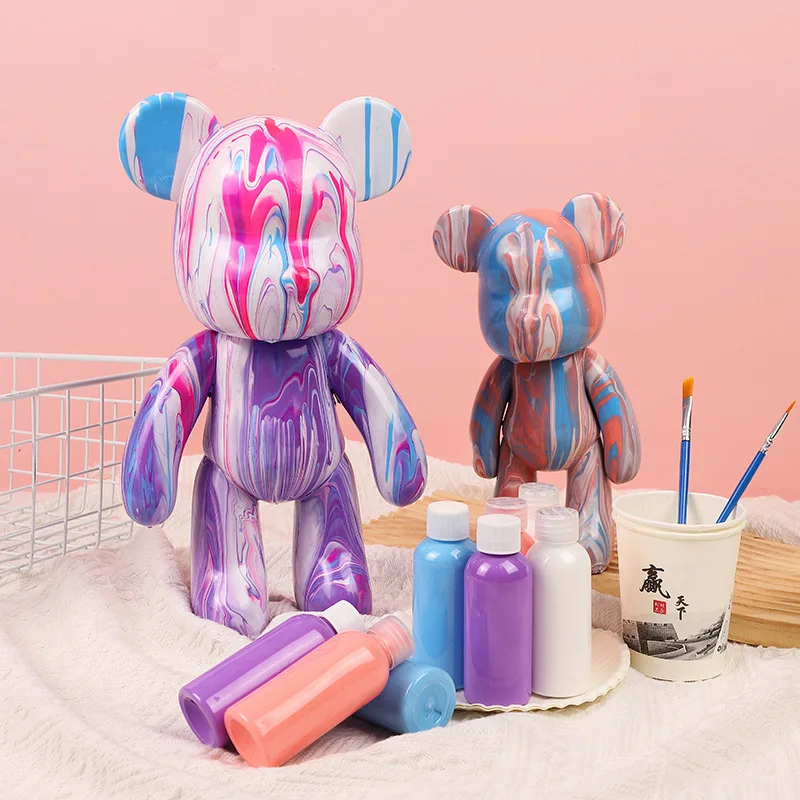 Wholesale Factory-DiY Resin Fluid Bear Sculpture Kit Handmade 6.5cm 8cm 18cm 23cm 33cm 53cm Fluid Art Animals Crafts Anime Theme