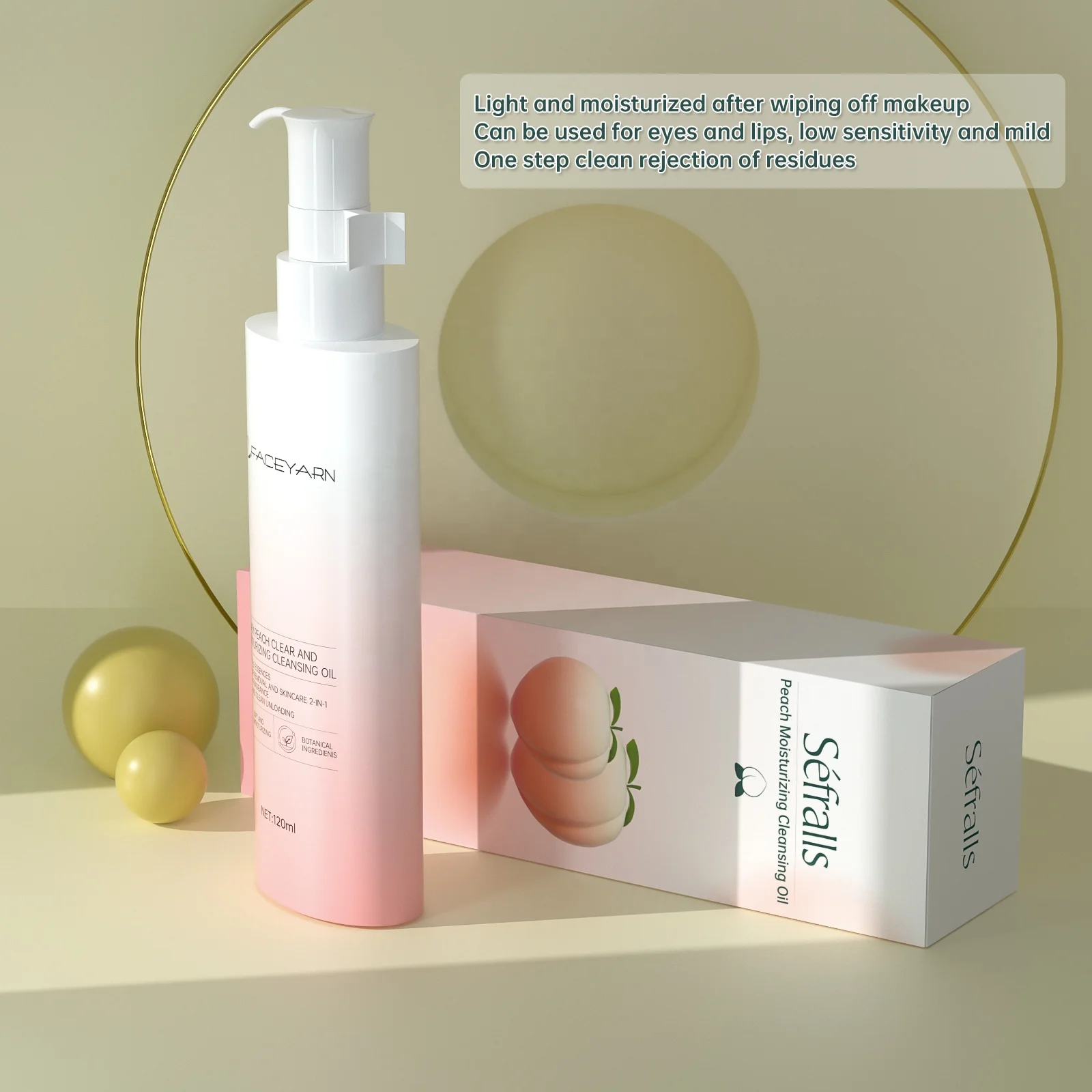 OEMODM Peach Moisturizing Cleansing Oil 120ml natural ingredients Private custom makeup removal oil jojoba olive